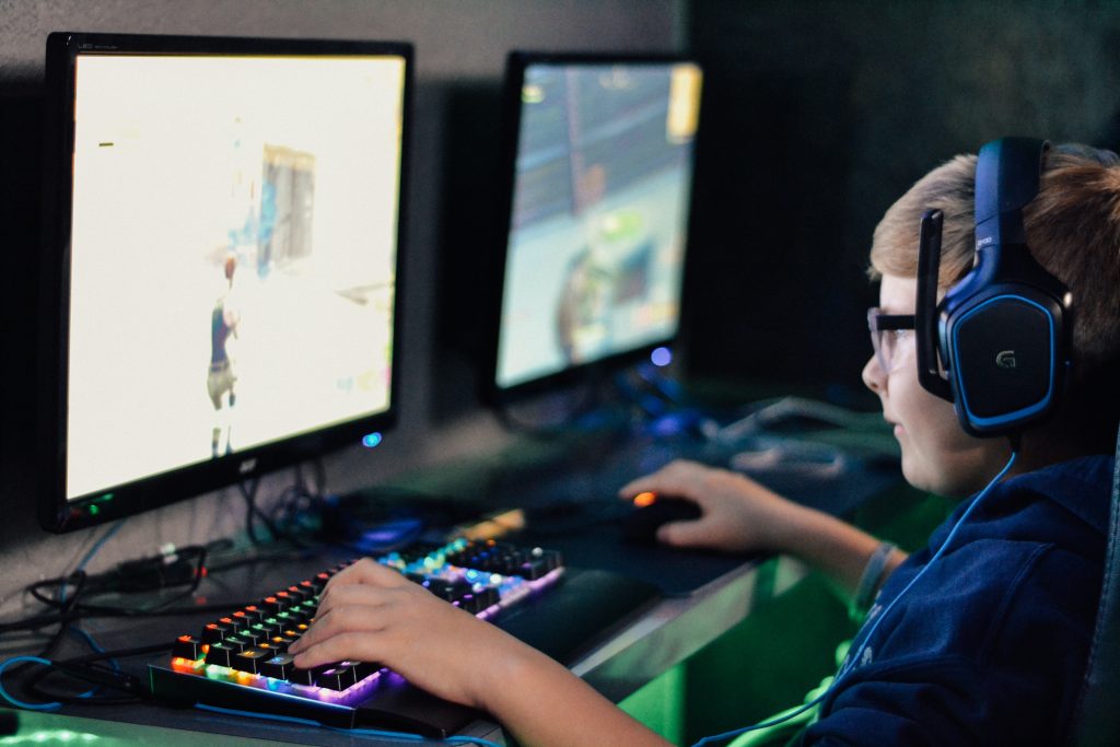 Boy playing games