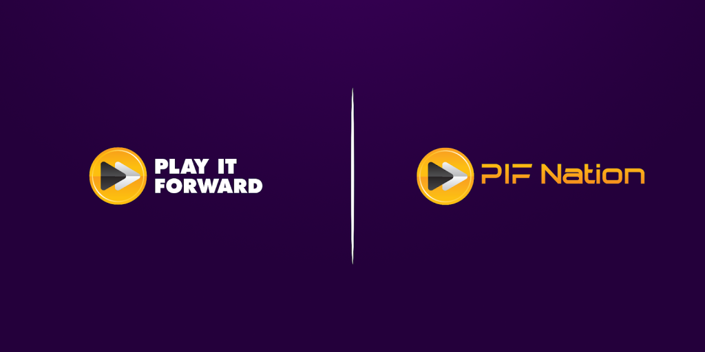 Play It Forward's old logo to PIF Nation's new logo